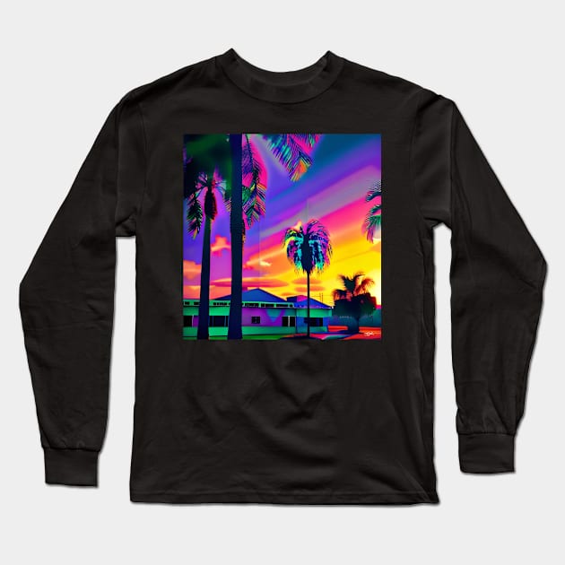 Retro 80s Summer Sun 4 Long Sleeve T-Shirt by Benito Del Ray